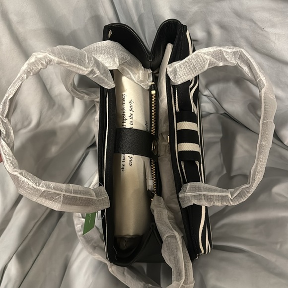 Kate Spade Olive Drive Stripe Brigette Black & Natural - Picture 3 of 5